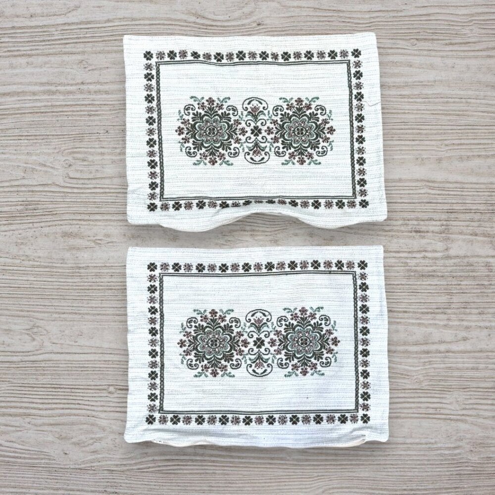 Austrian Halltex Woven Reversible Folk Pillow Covers Lot of 2~ 18" x 14" Vintage